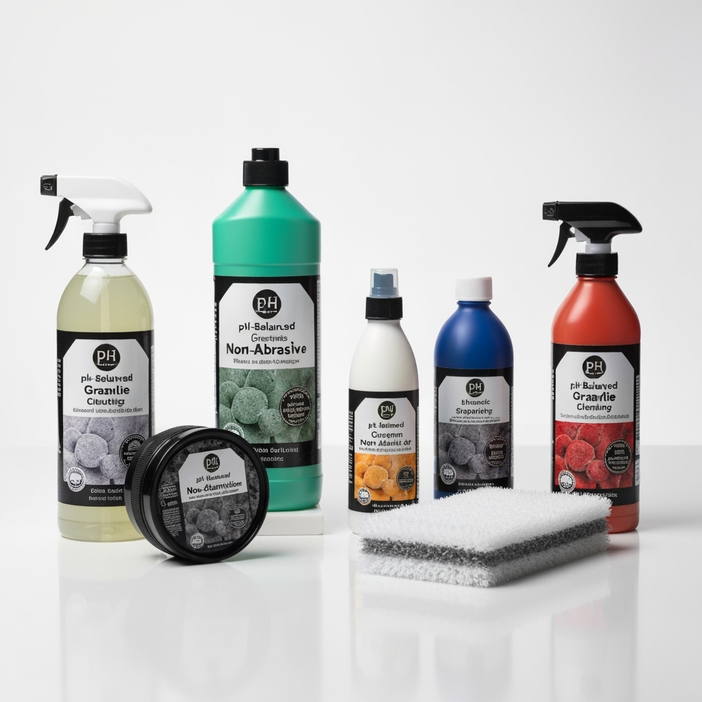 Selection of pH-balanced, non-abrasive granite cleaning products
